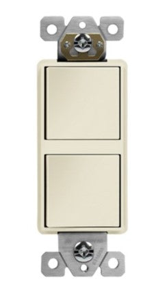 Enerlites 62834-LA Dual Rocker Switches, Single Pole, Light Almond