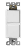 Enerlites 62835-W Double Paddle Rocker Combination Decorator Switch, Ground Terminal, Single Pole or 3-Way, Residential/Commercial Grade, White