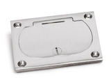 Lew Electric 6304-DFB-1-TEL-A Receptacle Cover W/ Hinged Lid for 1100 Series Floor Boxes, Aluminum Finish