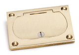 Lew Electric 6304-DFB-1-TEL Receptacle Cover W/ Hinged Lid for 1100 Series Floor Boxes, Brass Finish