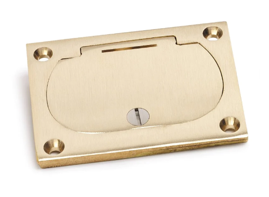 Lew Electric 6304-DFB-1 Duplex Cover W/ Hinged Lid for 1100 Series Floor Boxes, Aluminum Finish