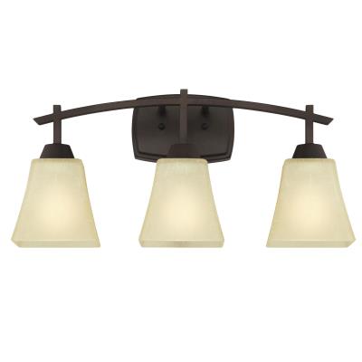 Westinghouse Lighting Midori 3 light oil rubbed bronze bath vanity wall light with amber linen glass