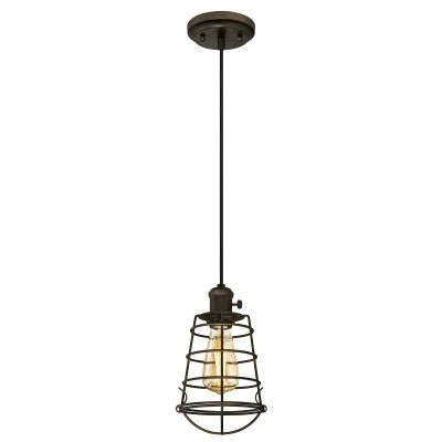 Westinghouse Lighting 6323600 Nolan 1 light oil rubbed bronze mini pendant with cage shade