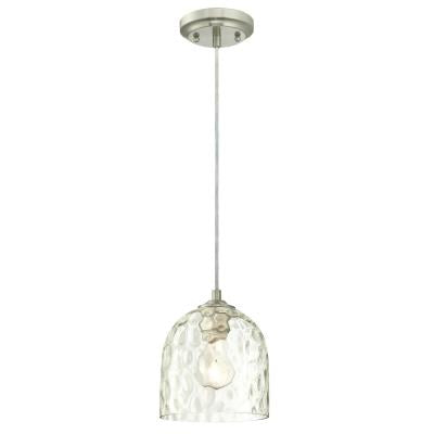 Westinghouse Lighting 6328800 Basset brushed nickel mini pendant with clear hammered glass