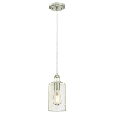 Westinghouse Lighting 6329000 Carmen 1 Light Brushed Nickel Mini Pendant with Clear Textured Glass