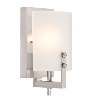Westinghouse Lighting 6369500 Enzo James 1 light brushed nickel wall light with curved frosted glass