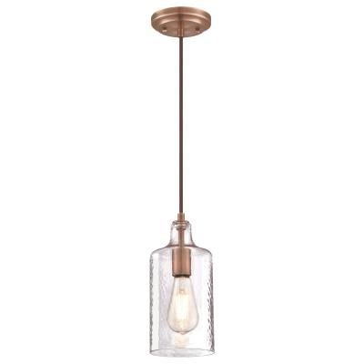 Westinghouse Lighting 6371500 Carmen washed copper mini pendant with clear textured glass