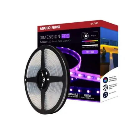 Nuvo 64-140 16-ft Dimension Pro Tape Light, Wattage 18W, Lumens 1920 lm, Voltage 24V, Plug Connection