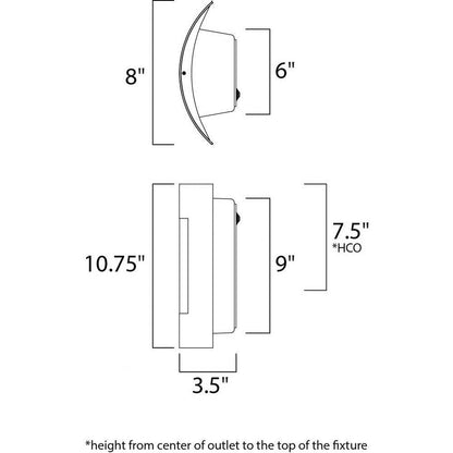 Maxim Lighting 64332WTSST View Outdoor Wall Lantern Dimension Diagram