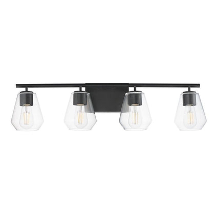 Maxim Lighting 21334CLBK Geode 4 Light 31.25 Inch Black Bath Vanity Wall Light - Front View