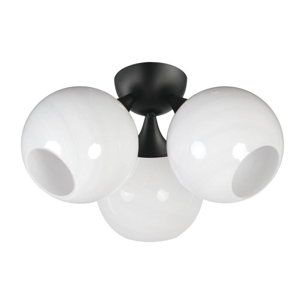 Maxim Lighting 21225MRNAB Neve 3 Light Semi Flush Mount Ceiling Light in Natural Aged Brass with Marble Glass Globe Shades