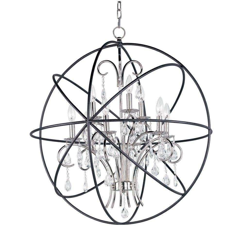 Maxim Lighting 25145ARPN Orbit 9 Light 30 Inch Anthracite Polished Nickel Pendant Ceiling Light