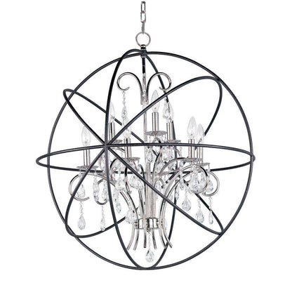 Maxim Lighting 25145ARPN Orbit 9 Light 30 Inch Anthracite Polished Nickel Pendant Ceiling Light