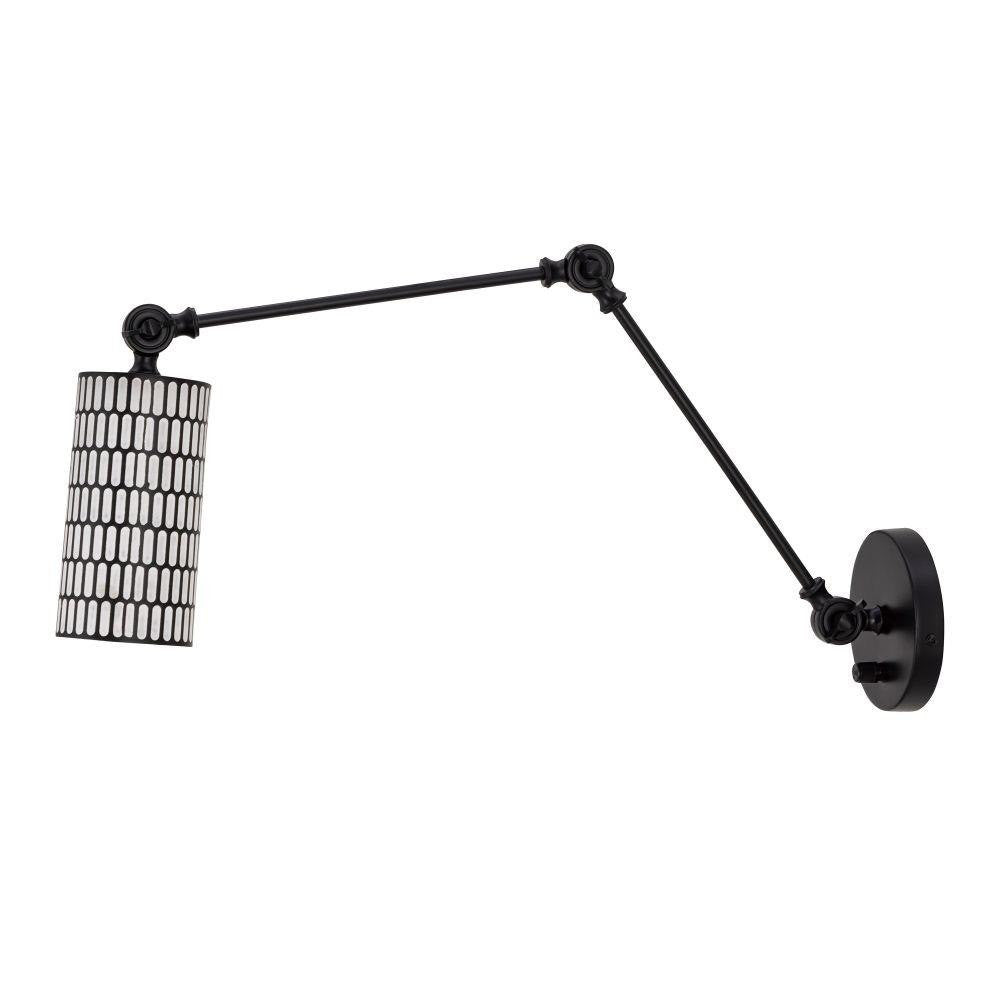 Maxim Lighting 29120BKWT Shaka 1 Light Black White Swing Arm Wall Sconce - side profile view