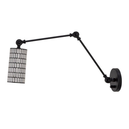 Maxim Lighting 29120BKWT Shaka 1 Light Black White Swing Arm Wall Sconce - side profile view
