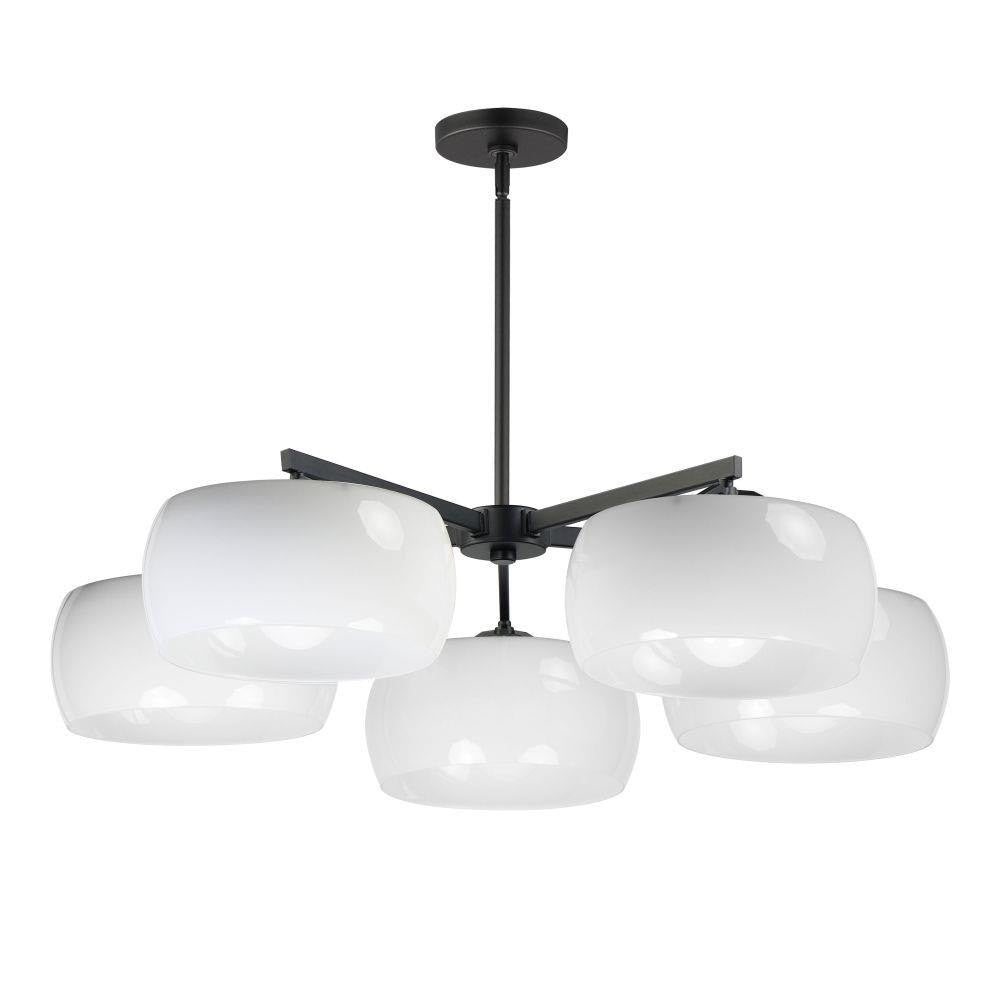 Maxim Lighting 26145WTBK Glazed 5 Light 36 inch White/Black Chandelier Ceiling Light