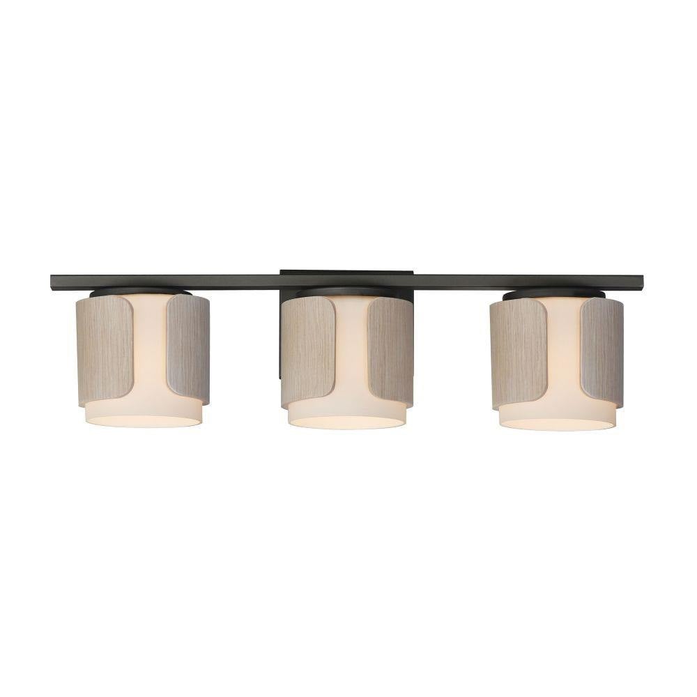Maxim Lighting 21713SWWNBK Draughtsman 3 Light 27 Inch Walnut Black Bath Vanity Wall Light