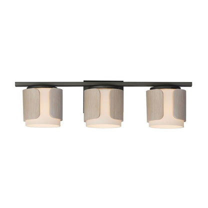 Maxim Lighting 21713SWWNBK Draughtsman 3 Light 27 Inch Walnut Black Bath Vanity Wall Light