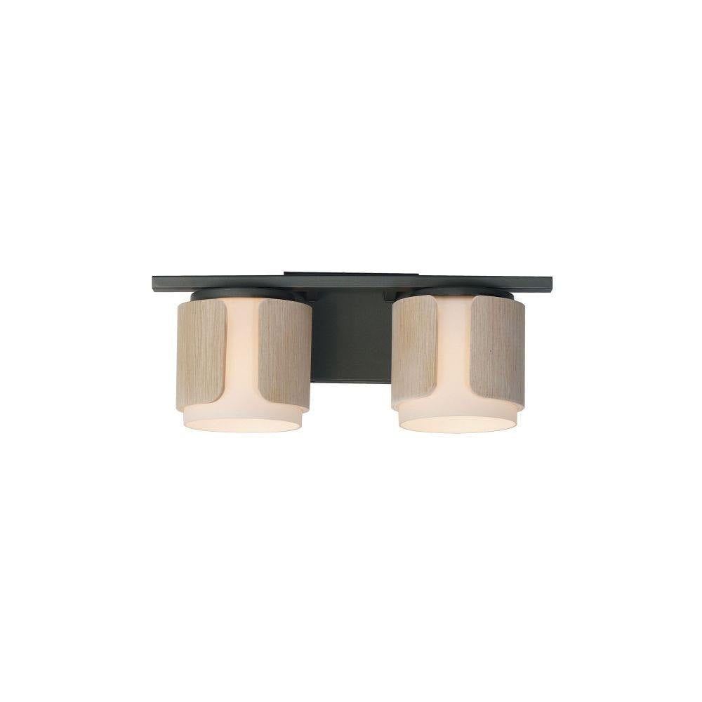 Maxim Lighting 21712SWWNBK Draughtsman 2 Light 18 Inch Walnut Black Bath Vanity Wall Light - Front View
