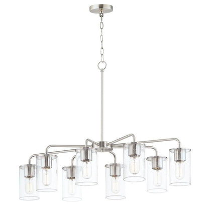 Maxim Lighting 11848CDSN Sleek 8 Light Chandelier in Satin Nickel with Clear Seeded glass cylinder shades