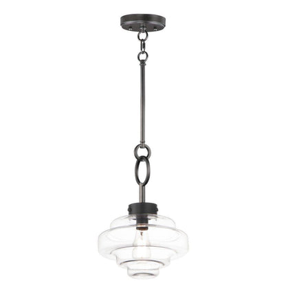 Maxim Lighting 11122CLBK Harbor 1 Light Black Pendant Ceiling Light with Clear Layered Glass Shade