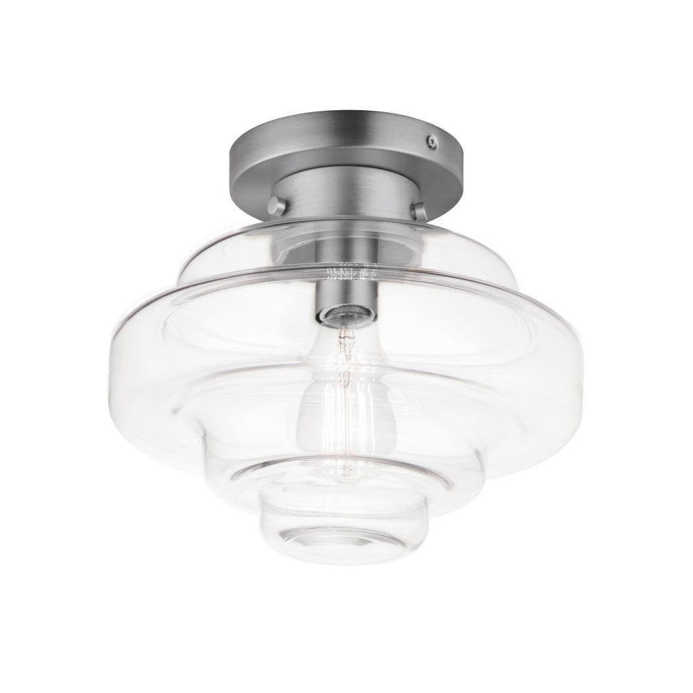 Maxim Lighting 11120CLSN Harbor 1 Light 12 Inch Satin Nickel Flush Mount Ceiling Light