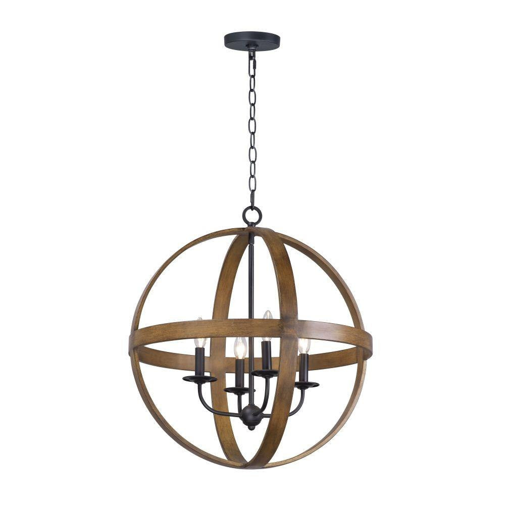Maxim Lighting 27574APBK Compass 4 Light Antique Pecan/Black Pendant Ceiling Light
