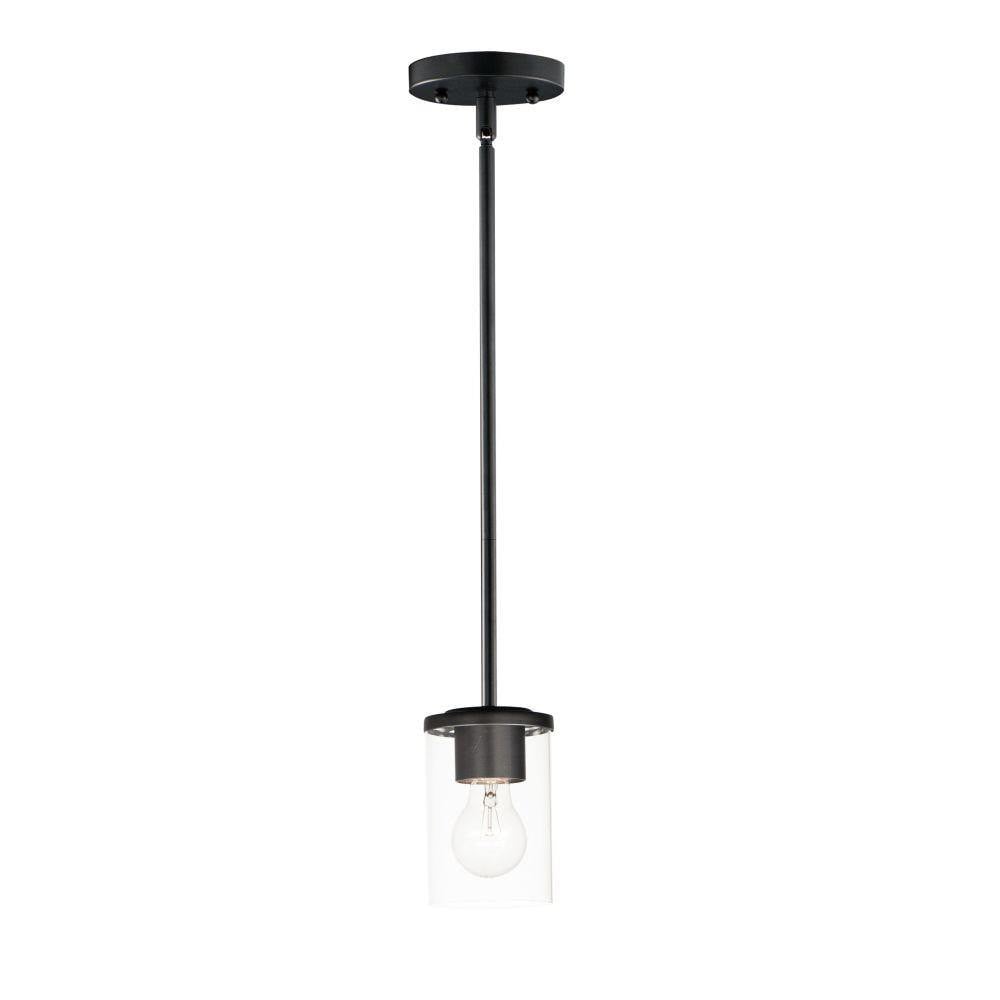 Maxim Lighting 90200CLBK Corona 1 Light Black Mini Pendant Ceiling Light with Clear Glass Shade