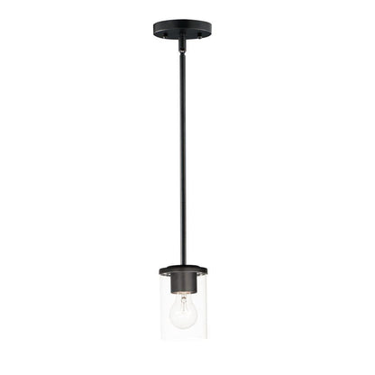 Maxim Lighting 90200CLSN Corona 1 Light Mini Pendant full view with clear glass shade and rod