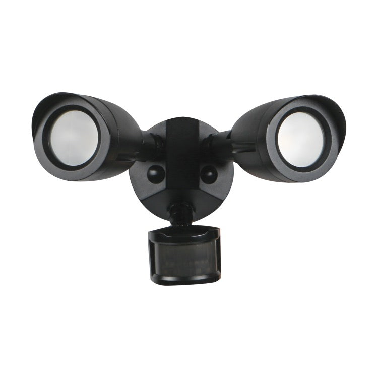 Nuvo 65-721 Dual Head LED Security Light - Motion Sensor - Color Temperature 4000K - Voltage 120V - Black Finish