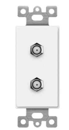 Enerlites 6506-W Molded-in Voice And Audio/video Duplex F-type Connector Wall Jacks Female To Female, White Finish