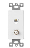 Enerlites 6507-LA Molded-in Voice And Audio/video Combination Wall Jacks, Light Almond Finish