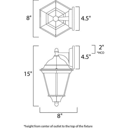 Maxim Lighting 65100BK Westlake Outdoor Wall Lantern Dimensions Diagram