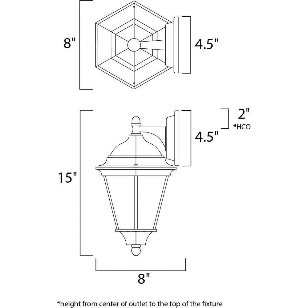 Maxim Lighting 65102BK Westlake Outdoor Wall Lantern Dimensions Diagram