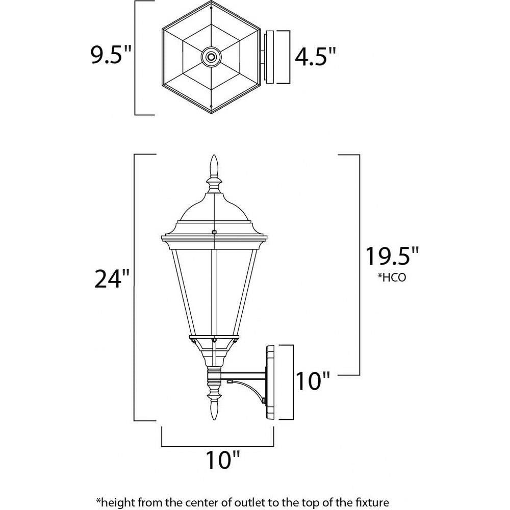 Maxim Lighting 65103BK Westlake Outdoor Wall Lantern Dimensions Diagram
