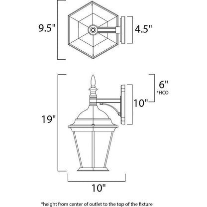 Maxim Lighting 65104BK Westlake Outdoor Wall Lantern Dimensions Diagram