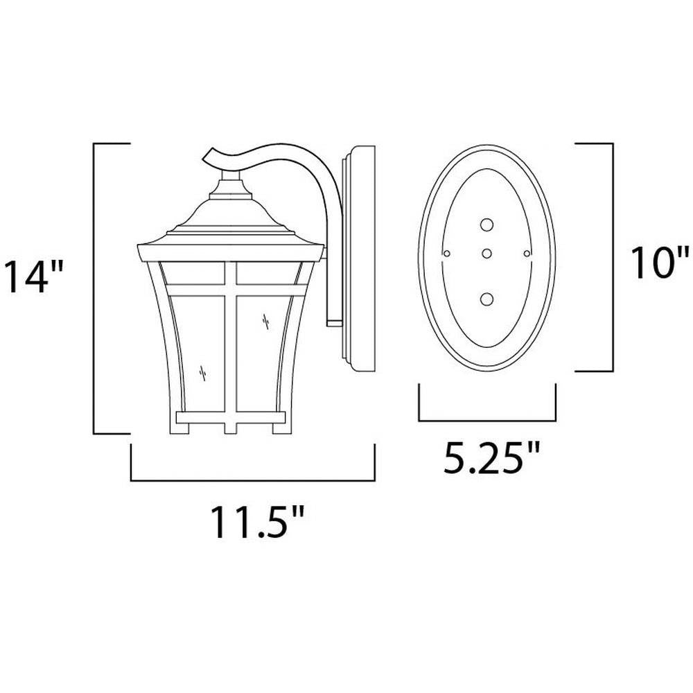 Maxim Lighting 65164GFCO Balboa VX Outdoor Wall Lantern Dimensions Diagram
