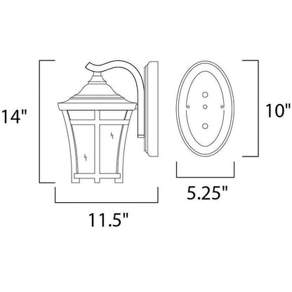 Maxim Lighting 65164GFCO Balboa VX Outdoor Wall Lantern Dimensions Diagram