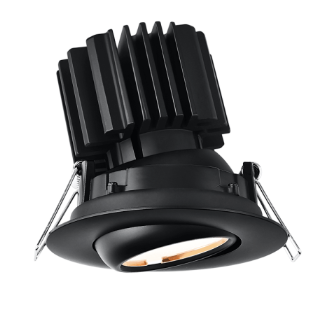 Lotus LED Lights L3G-RFW-BK-RF50-3K95 Tangra 3″ Gimbal Round Flat Black Trim Reflector Frosted Glass, Beam Angle 50°, Color Temperature 3000K, CRI95