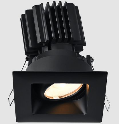 Lotus LED Lights L3G-SRW-BK-RS36-3K98 Tangra 3″ Gimbal Square Recessed Wide Black Trim, Reflector Semi Frosted Glass, Beam Angle 36°, Color Temperature 30K, CRI98