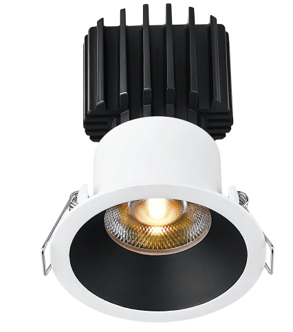 Lotus LED Lights L3F-RRT-WB-RF50-1895 Tangra 3" Fixed Round Recessed Thin White-Black Duo Trim, Reflector Frosted Glass, Beam Angle 50°, Color Temperature DTW 30K to 18K, CRI95