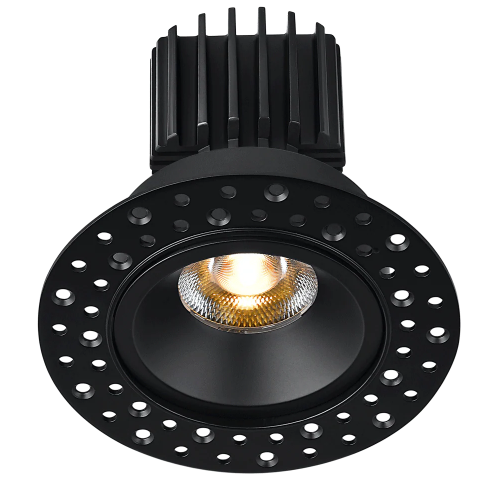Lotus LED Lights L3F-RRI-BK-RS36-5C95 Tangra 3" Fixed Round Recessed Invisible Black Trim, Reflector Semi Frosted Glass, Beam Angle 36°, Multi-Color Temperature, CRI95