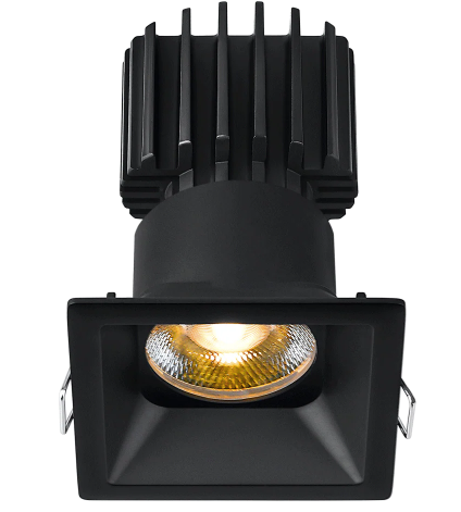 Lotus LED Lights L3F-SRT-BK-LB36-1895 Tangra 3" Fixed Square Recessed Thin Black Trim, Lens Black, Beam Angle 36°, Color Temperature DTW 30K to 18K, CRI95