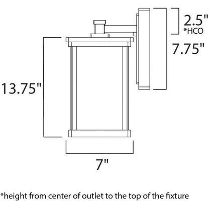 Maxim Lighting 65753FSBZ Terrace Outdoor Wall Lantern Dimensions Diagram