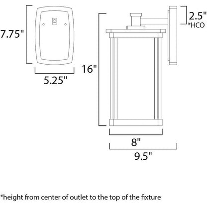 Maxim Lighting 65754FSBZ Terrace Outdoor Wall Lantern Dimension Diagram