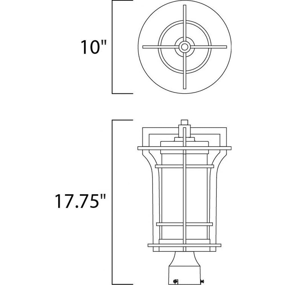 Maxim Lighting 65780WGBO Oakville Outdoor Pole Post Mount Dimensions 10 inch wide by 17.75 inch high