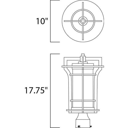 Maxim Lighting 65780WGBO Oakville Outdoor Pole Post Mount Dimensions 10 inch wide by 17.75 inch high