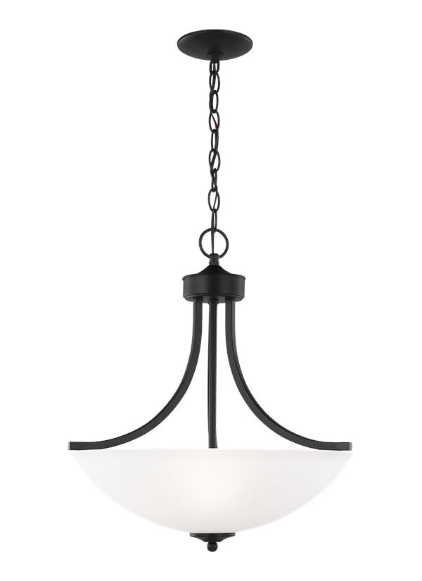 Generation Lighting Geary 3 light pendant ceiling light in Midnight Black