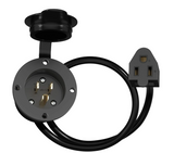 Enerlites 66205-BK 15A (NEMA 5-15) Weather Proof Flanged Inlet Power Plug W/ Integrated 18-in Extension Cord, Male Connector Plug, No Wiring, Nylon Facing, Black Finish