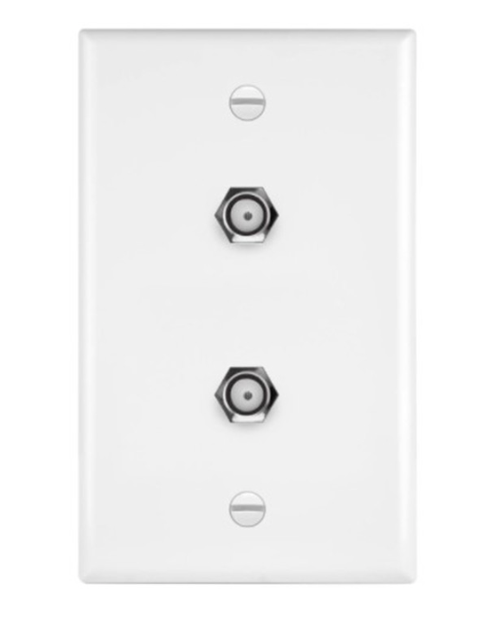 Enerlites 6621-I 20A CATV Jacks 1 Gang Duplex F-Type Connector, Ivory Finish